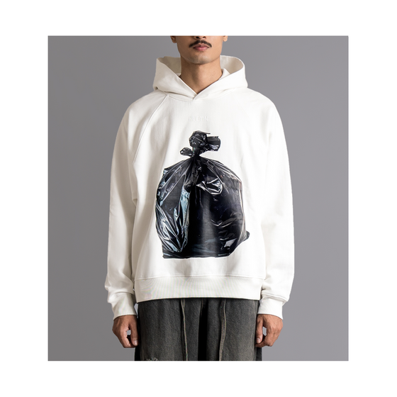 'Garbage bag' Hoodie (White)