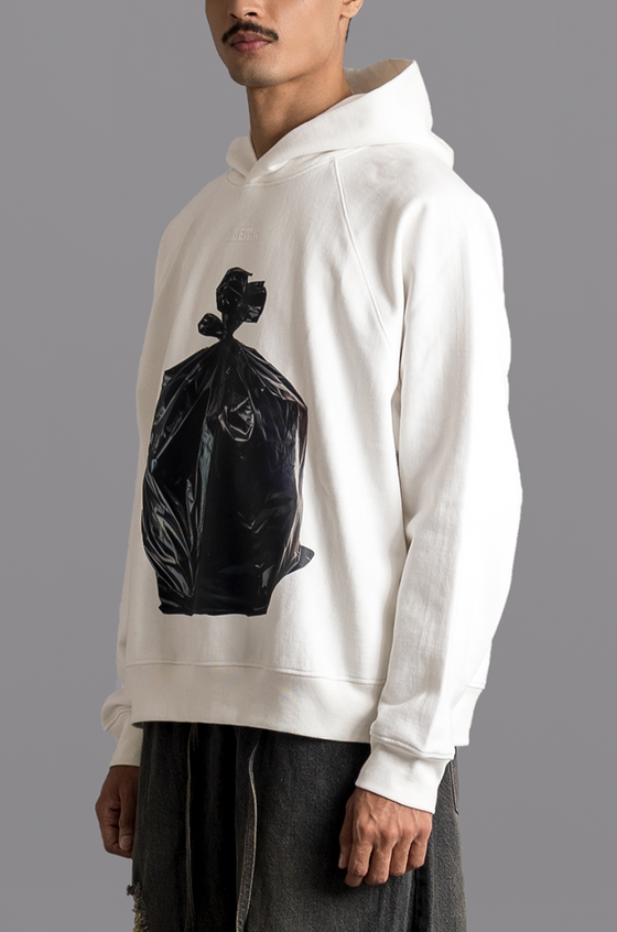 'Garbage bag' Hoodie (White)