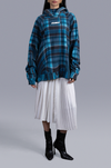 Oversized unisex hoodie in madras checks pattern (Blue)