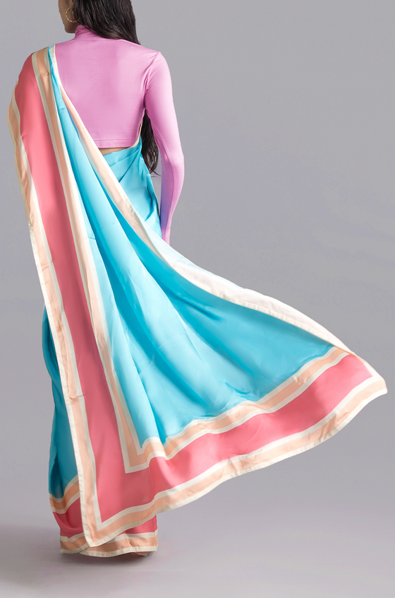 The Racer Stripe Sari (Blue)