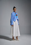 Hand-embroidered 'Blood' cropped shirt - Pinstriped