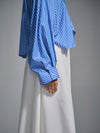 Hand-embroidered 'Blood' cropped shirt - Pinstriped