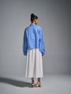 Hand-embroidered 'Blood' cropped shirt - Pinstriped