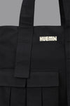 HUEMN Pocket Detailed Zippered Tote (Black)