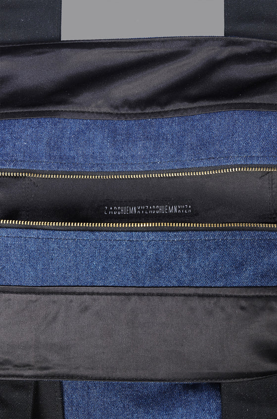 HUEMN Pocket Detailed Zippered Tote (Indigo)