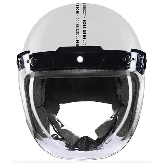 Royal Enfield Hunter 350 x HUEMN Helmet with clear visor (White)