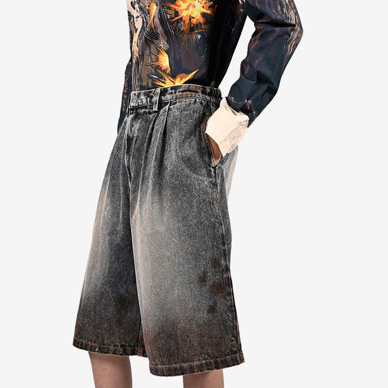 Mud-washed sulphur jorts (Dusk)