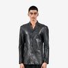 Straight fit raw-edge leather blazer