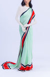 The Racer Stripe Sari (Mint)