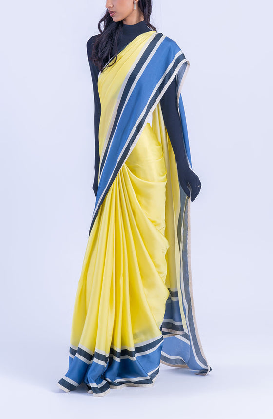 The Racer Stripe Sari (Yellow)