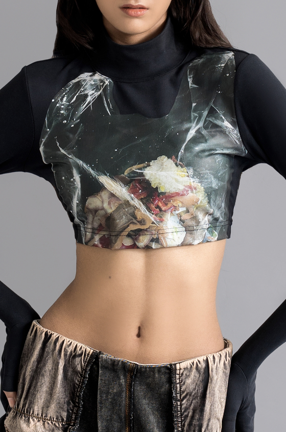 'Garbage' Second skin crop top 2.0 (Black)