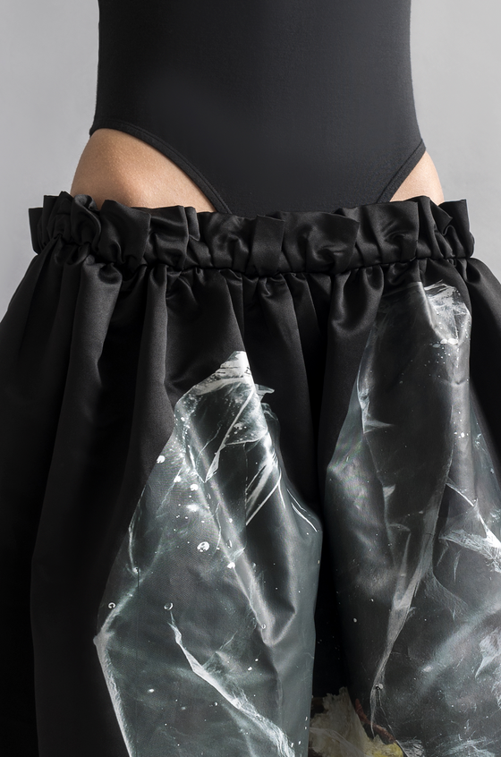 garbage bag rain skirt Garbage' Gathered waist skirt (Black) – HUEMN