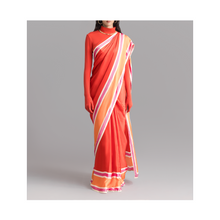  The Racer Stripe Sari (Red)