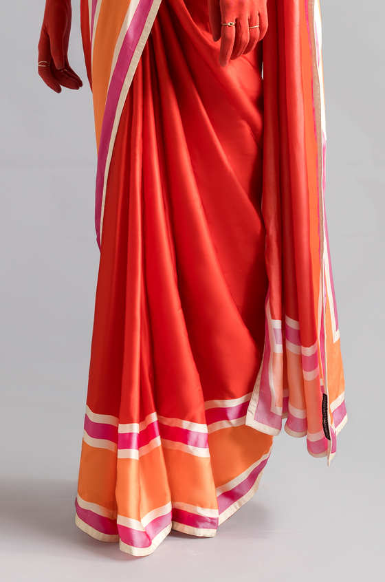 The Racer Stripe Sari (Red)