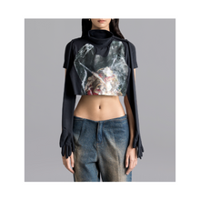  Patched 'Garbage' Second skin crop top 2.0 (Black)