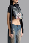 Patched 'Garbage' Second skin crop top 2.0 (Black)