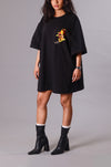 SuperHUEMN Handcrafted 'Burning Man' Oversized T-shirt (Black)