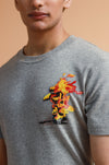 SuperHUEMN Handcrafted 'Burning Man' T-shirt (Melange Grey)