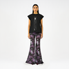 Hand-embroidered canine top with hanging silk threads (Women's) - Black