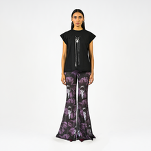  Hand-embroidered canine top with hanging silk threads (Women's) - Black