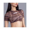 Cropped t-shirt in madras checks pattern (Brown)