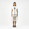 Hand-embroidered canine top with hanging silk threads (Women's) - White