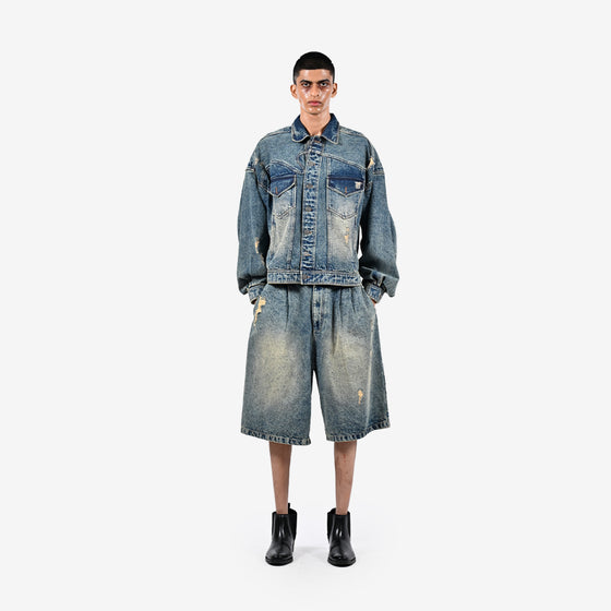 Indigo mud-washed denim jacket