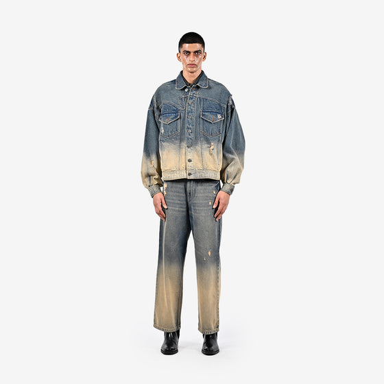 Indigo-Ombre wash denim jacket