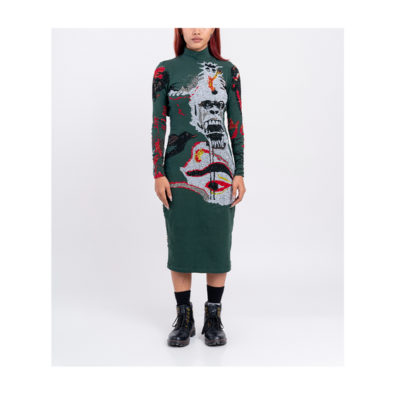 Handcrafted 'Return Of The Gorilla' Dress (Green)