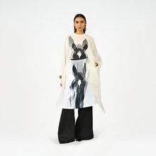  Horse printed sleeveless organza kaftan