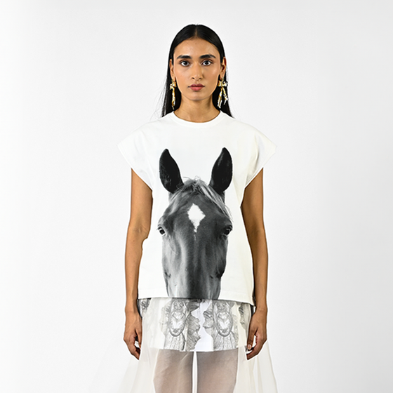 Horse printed sleeveless top