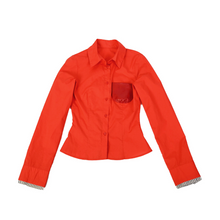  HUEMN Corset style shirt with pocket detail (Red)