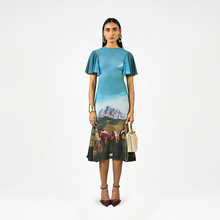  Sculpted horse grazing landscaped lycra dress