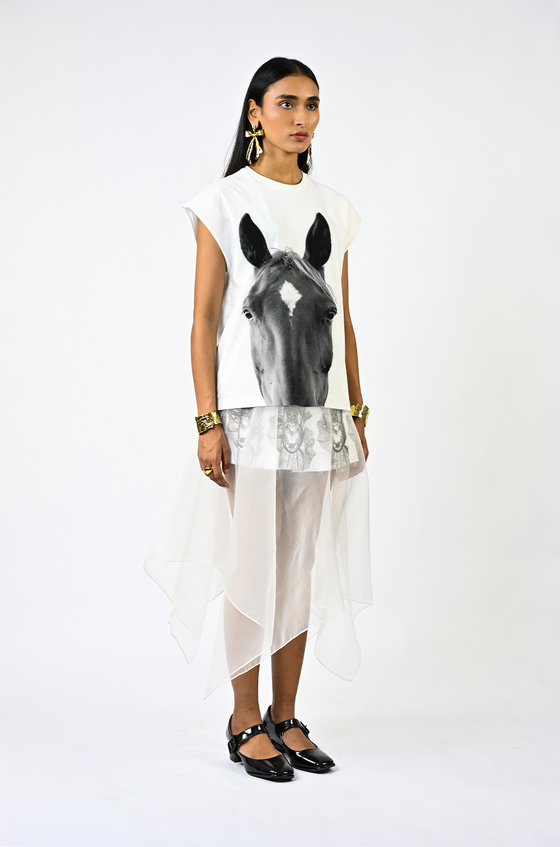 Horse printed sleeveless top