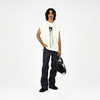 Hand-embroidered canine top with hanging silk threads (Men's) - White