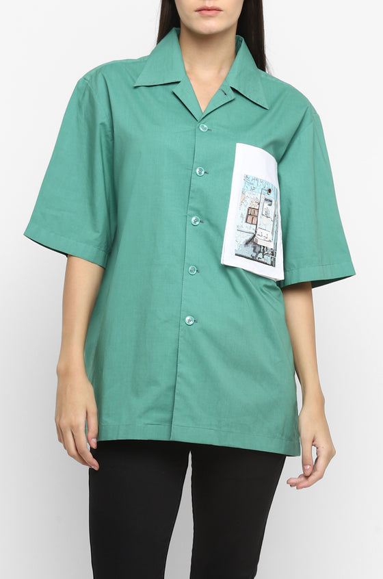 Handcrafted 'Basin' Safari Shirt (Green)