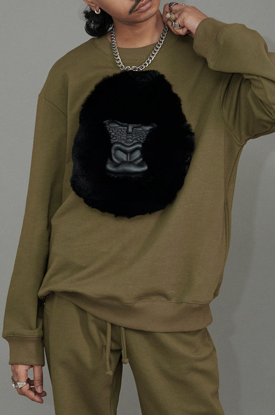HUEMN Classic handmade Gorilla sweatshirt (Olive)