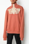 Turtleneck Sweatshirt With Leather Ribcage