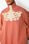 Turtleneck Sweatshirt With Leather Ribcage