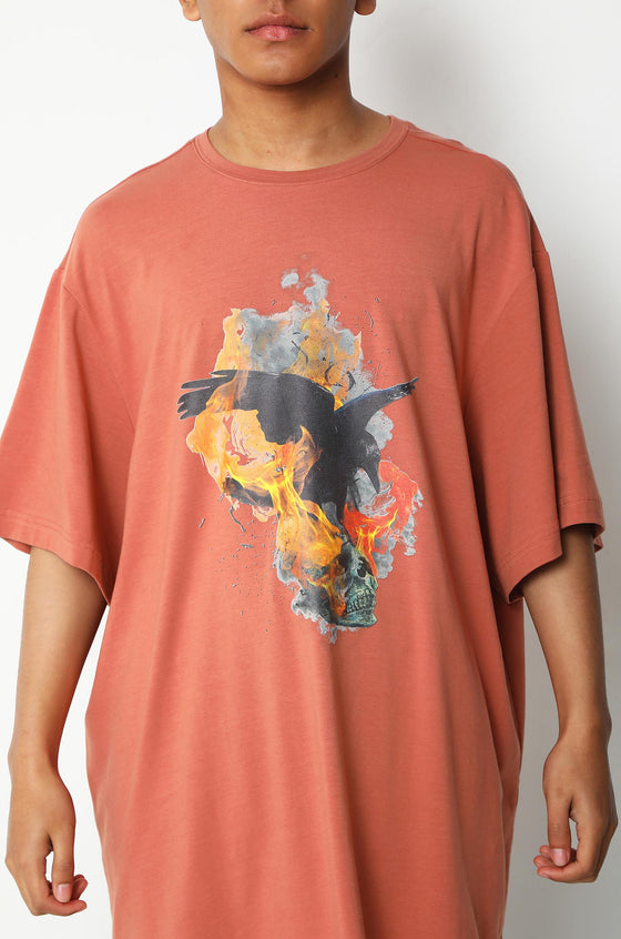 'Death' Print T-Shirt (Rust)