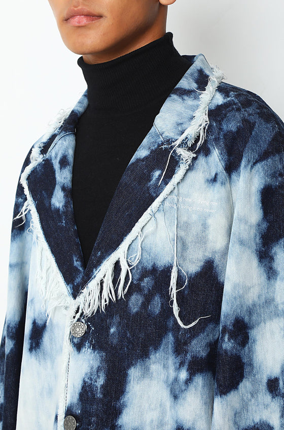 Denim overcoat with bleached effect