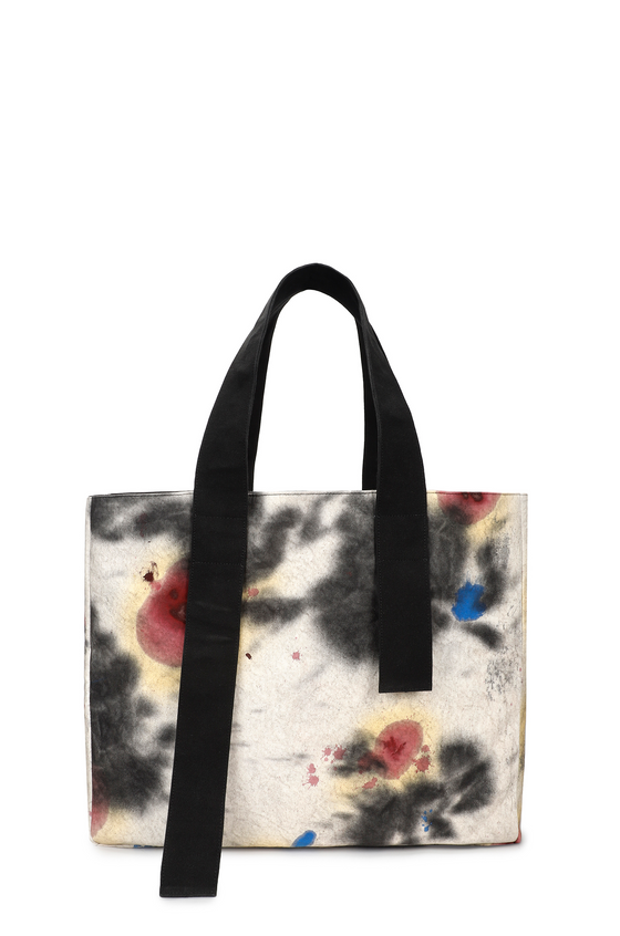 Handcrafted Huemn Blood Washed Tote (White)
