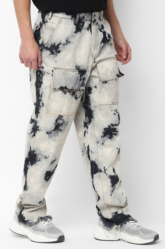 Bleached And Tinted Huemn Jeans With Oversized Patch Pockets