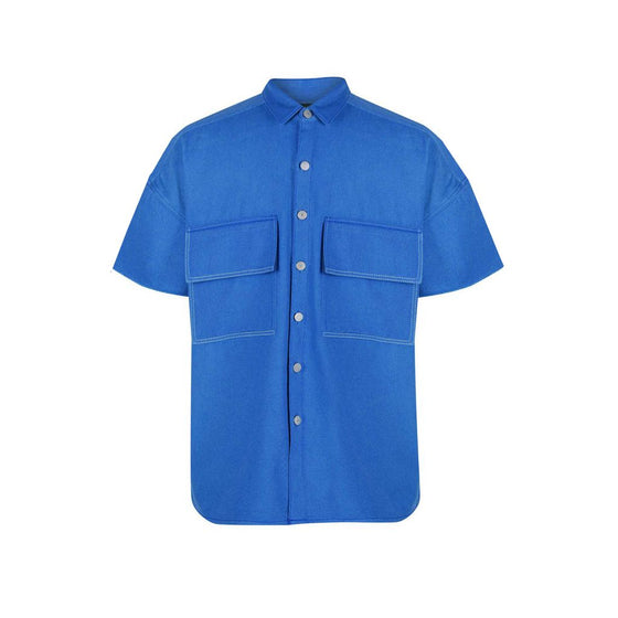 Denim Shirt With Patched Pockets (Cobalt)